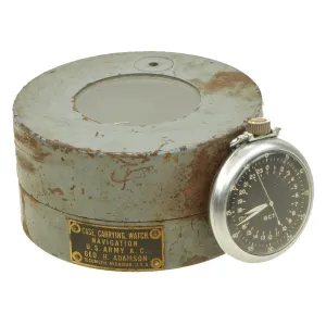 Original WWII USAAF 1942 Elgin Type A-13 G.C.T Navigator Pocket Watch with Carry Case