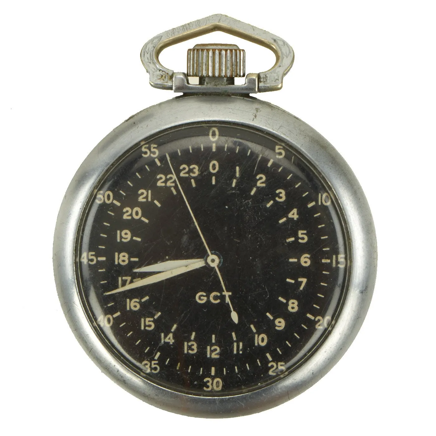 Original WWII USAAF 1942 Elgin Type A-13 G.C.T Navigator Pocket Watch with Carry Case