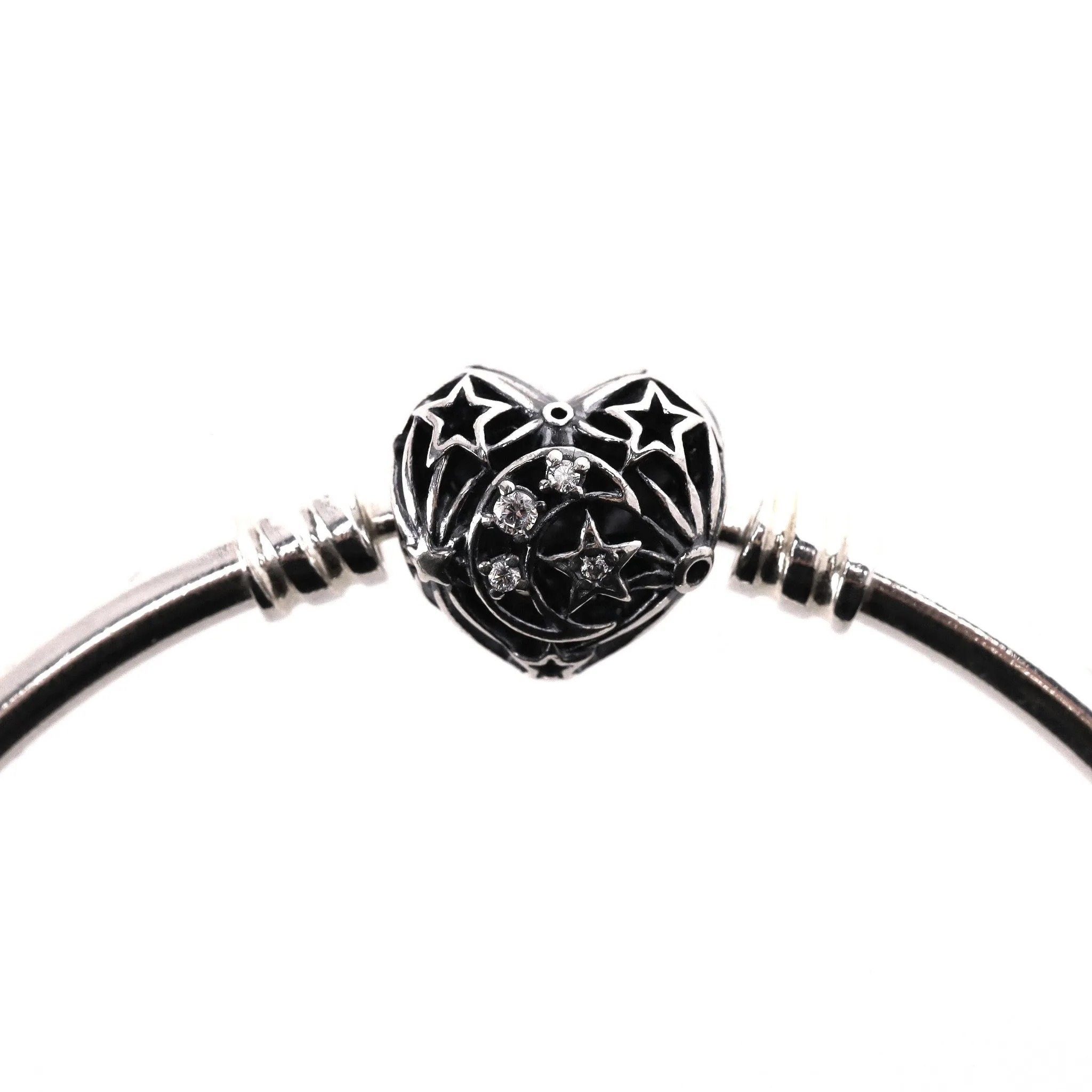 Pandora Sterling Silver Celestial Heart Clasp Bangle