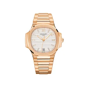 Patek Philippe 7118/R Nautilus Chronograph Rose Gold Diamond-Set Bezel 'Silvery Opaline Dial'