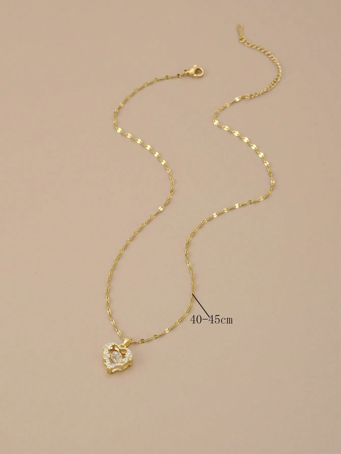 Rhinestone Decor Heart Charm Necklace