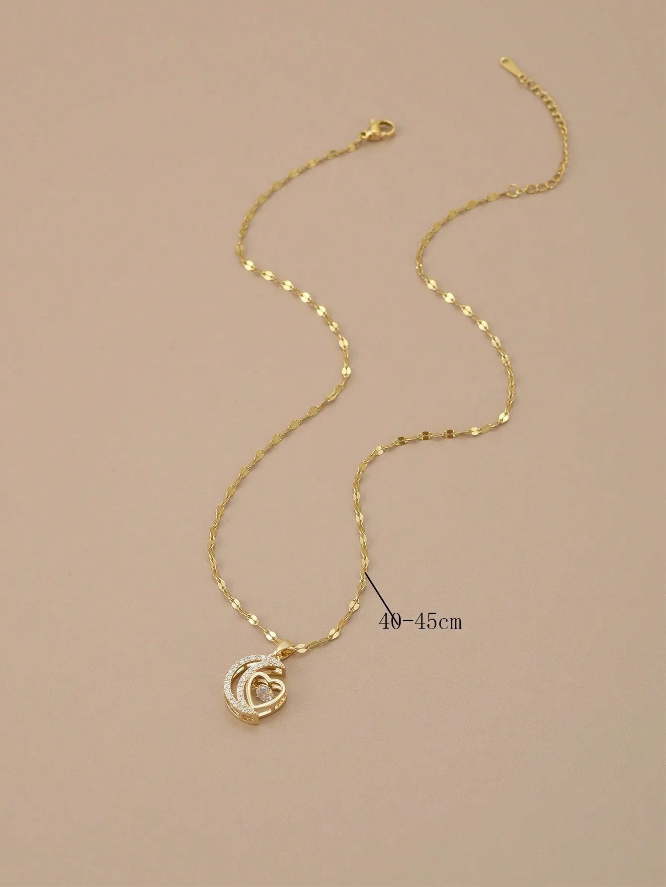 Rhinestone Decor Heart Charm Necklace