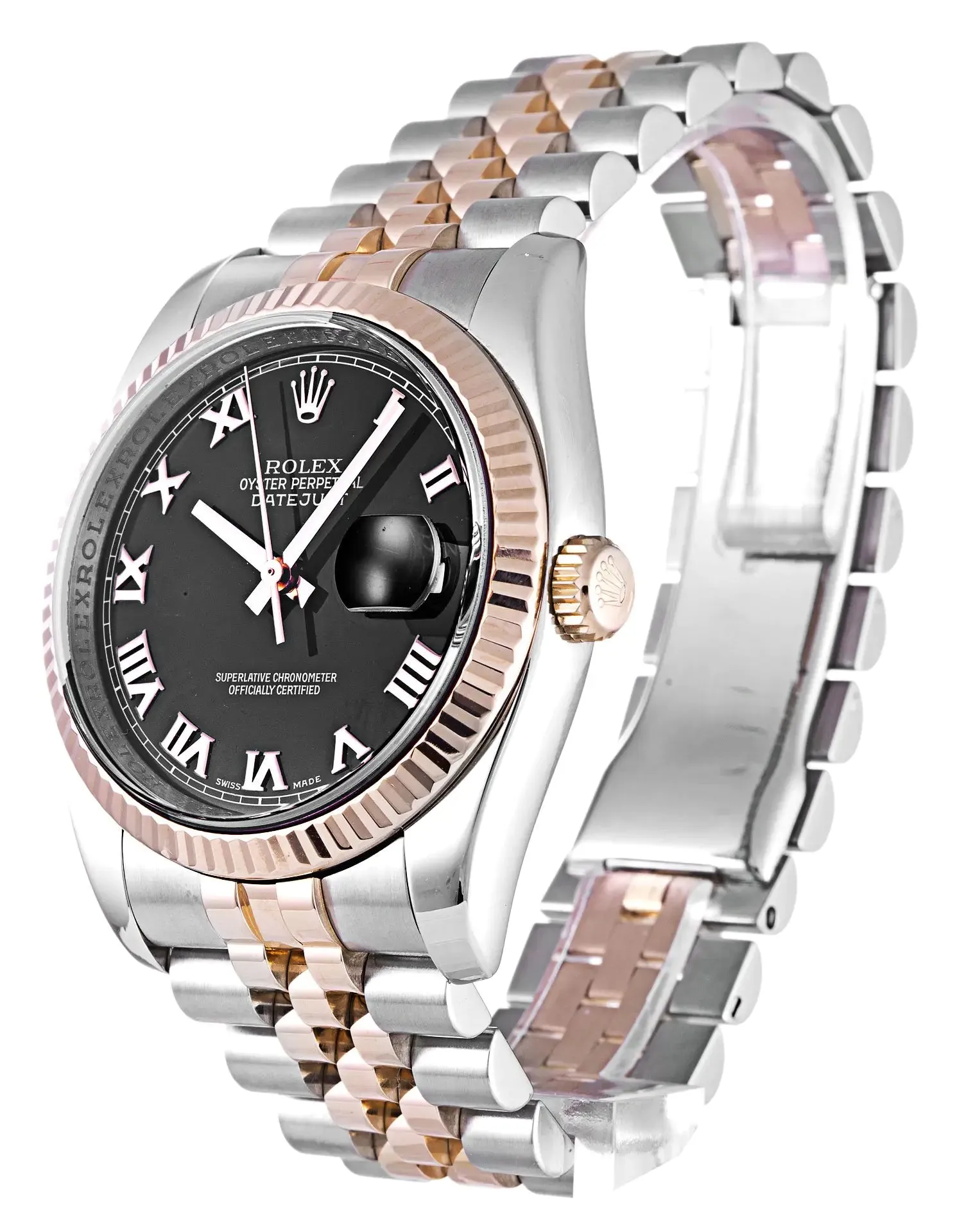 Rolex Datejust 116231 Black Dial 36mm Steel Rose Gold Jubilee