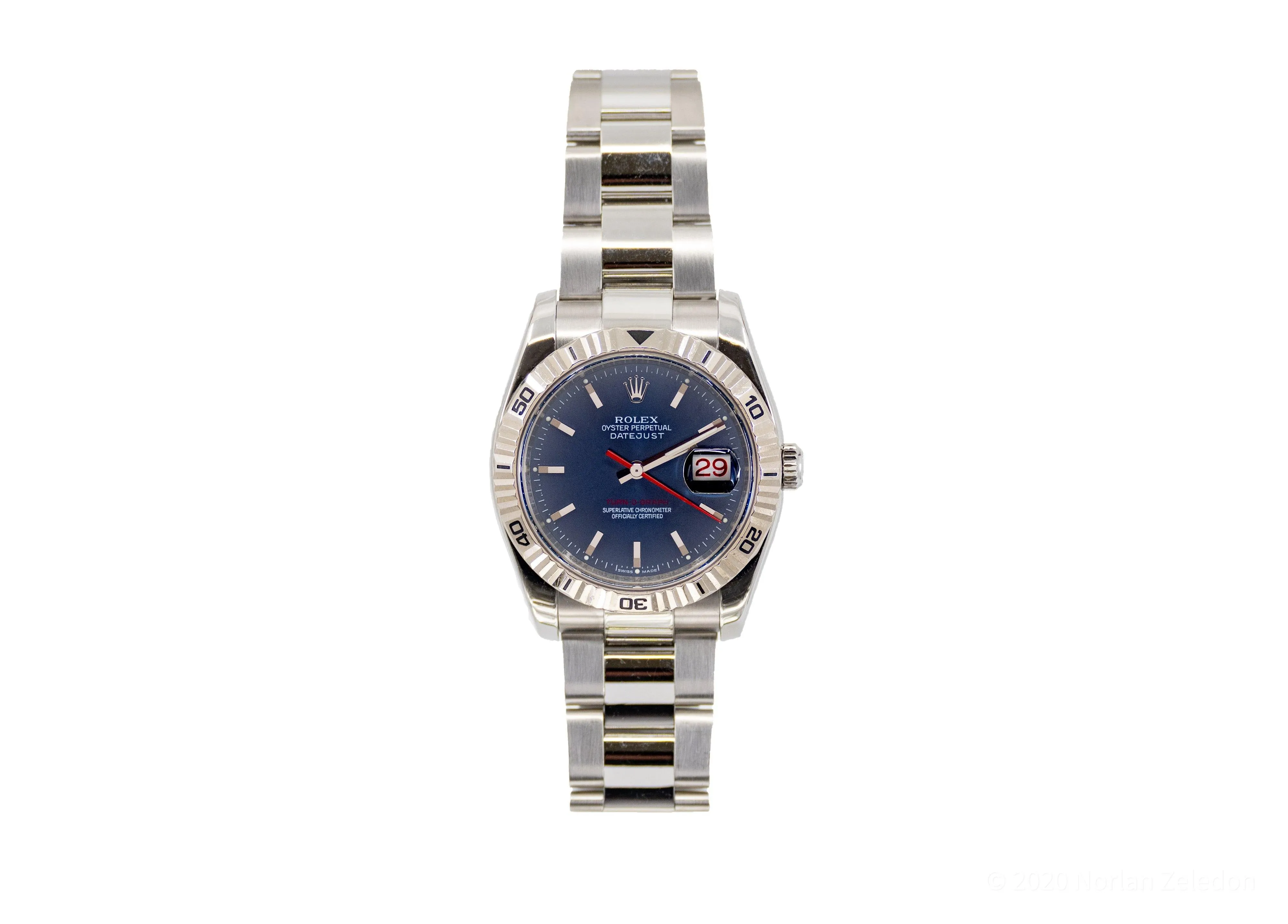 Rolex Oyster Perpetual Datejust 40mm Blue Dial Red Hand