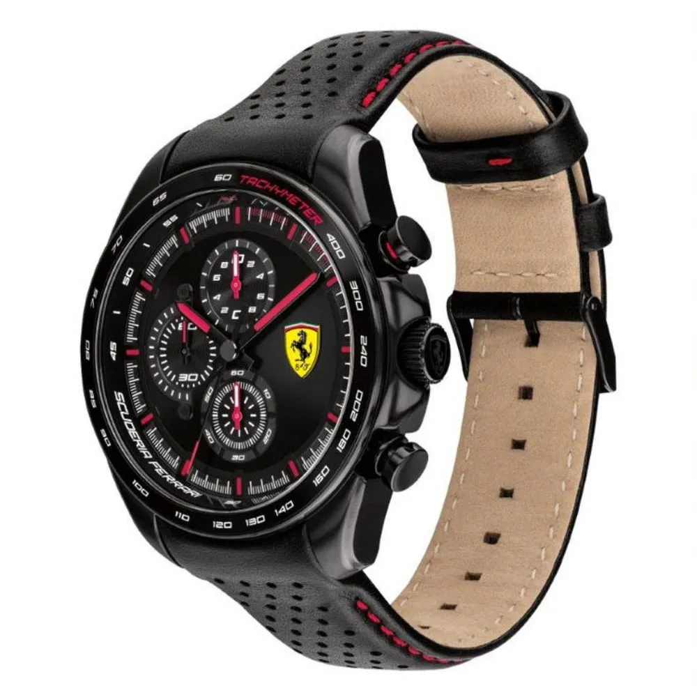 Scuderia Ferrari Speedracer Black Leather Men's Watch - 830647