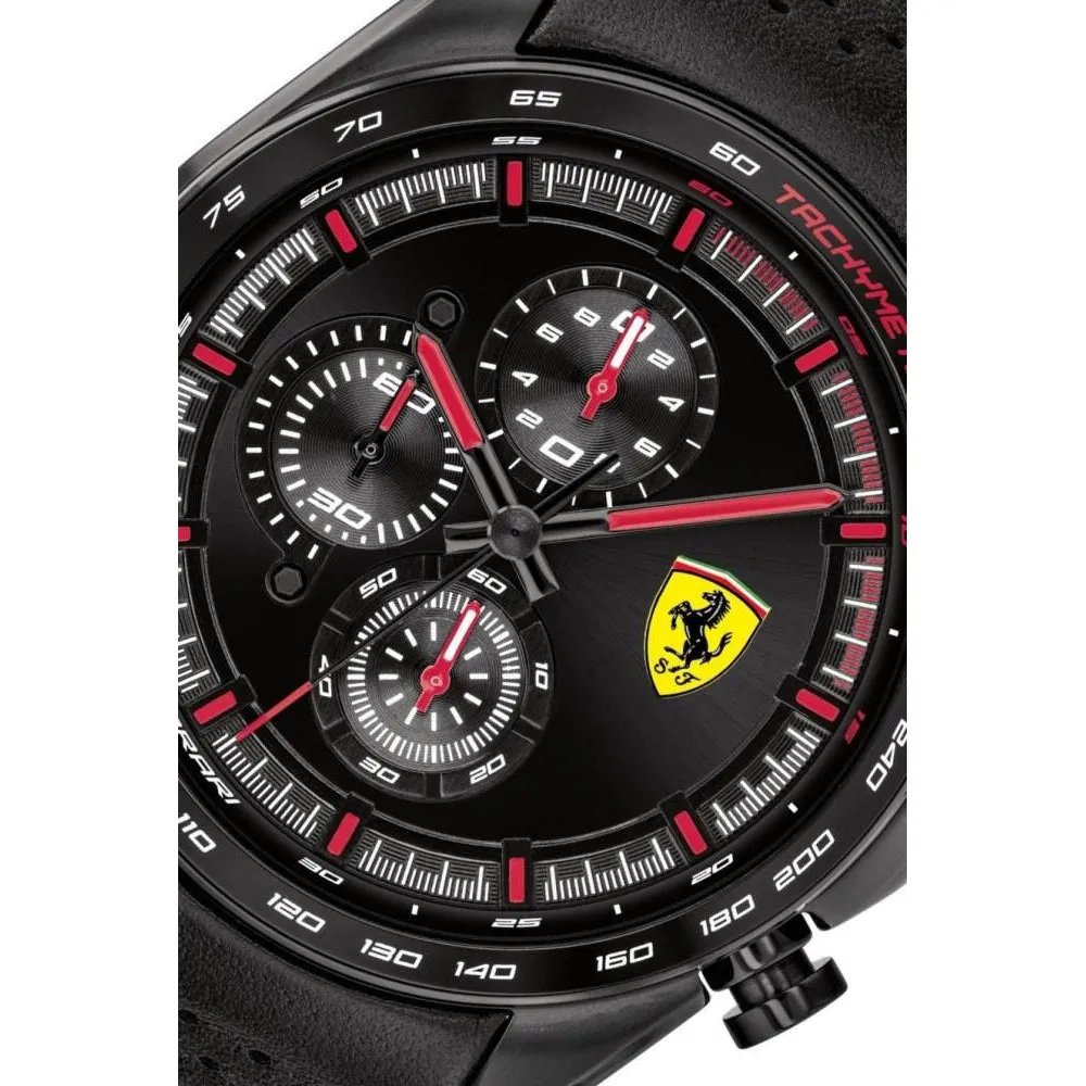Scuderia Ferrari Speedracer Black Leather Men's Watch - 830647