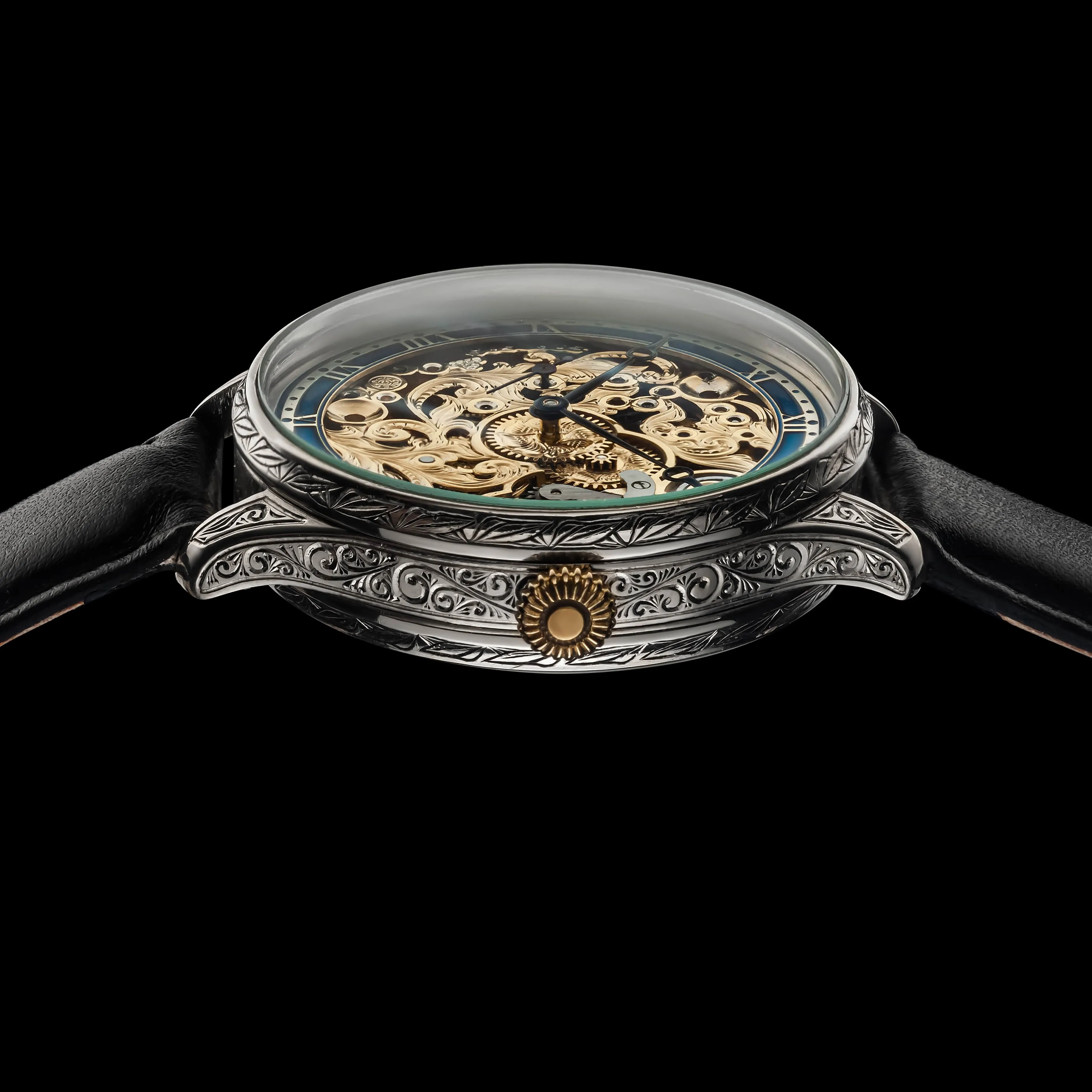 SKYFALL Men's Artisan Skeletonized Wristwatch 1909 Vintage Mechanical Movement