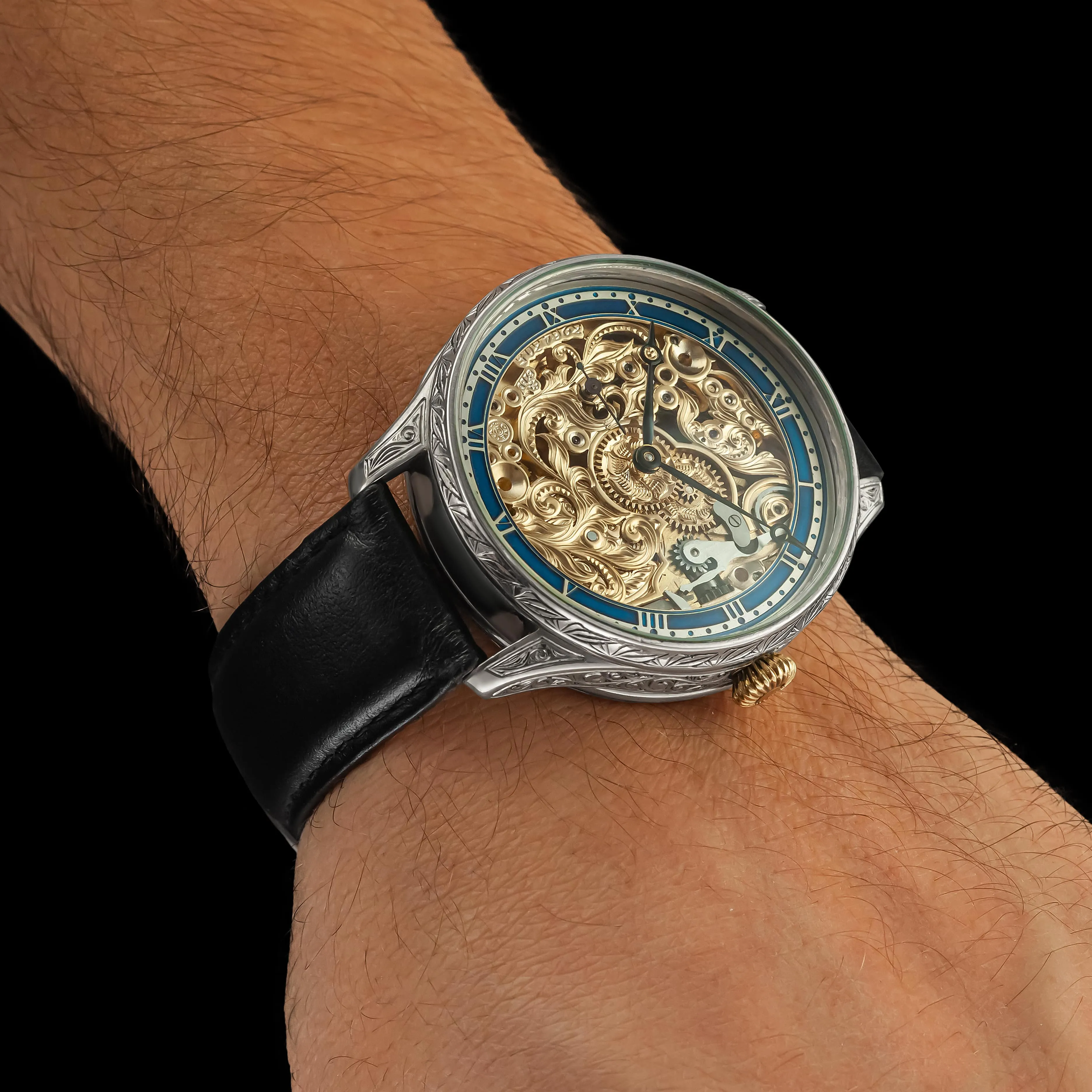 SKYFALL Men's Artisan Skeletonized Wristwatch 1909 Vintage Mechanical Movement