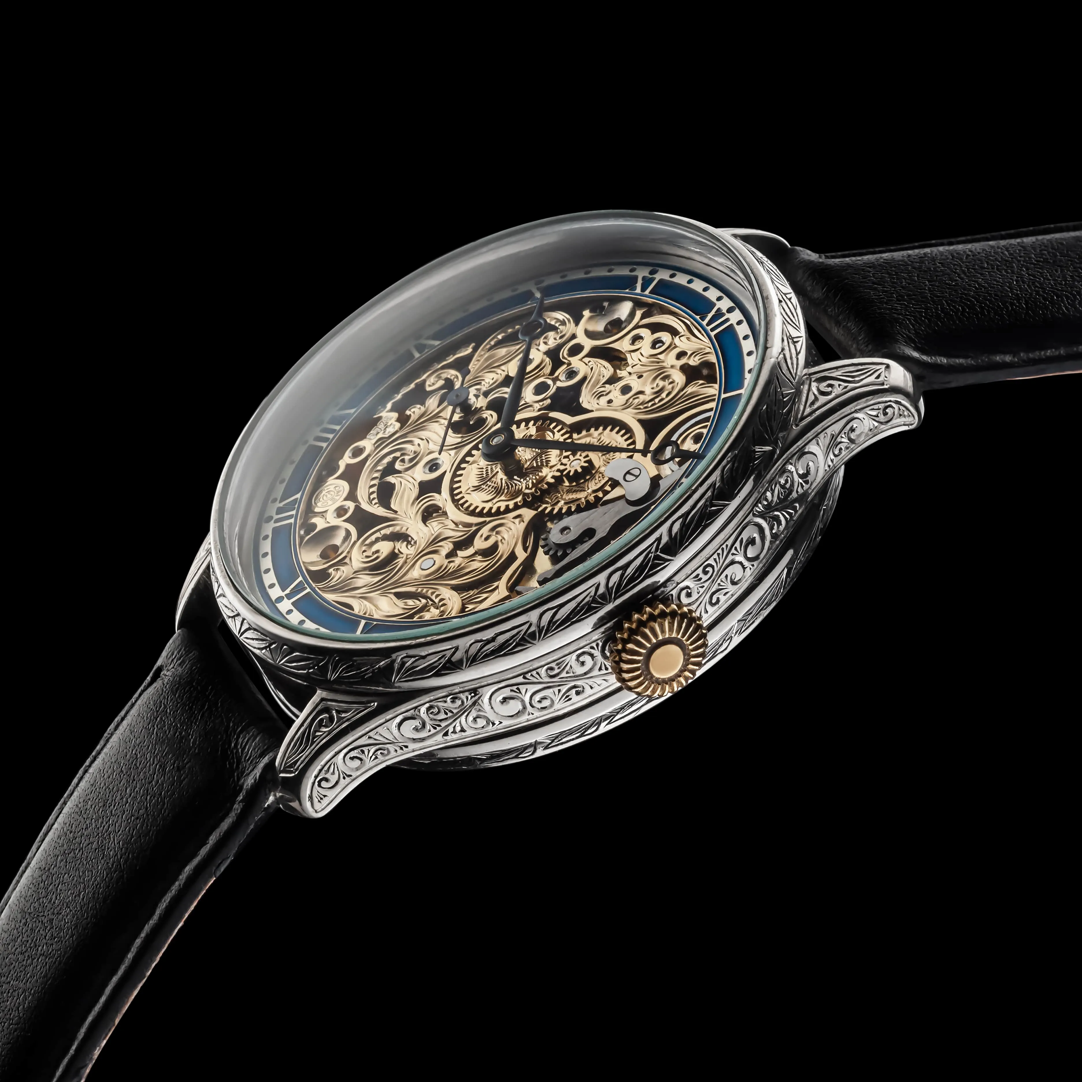 SKYFALL Men's Artisan Skeletonized Wristwatch 1909 Vintage Mechanical Movement
