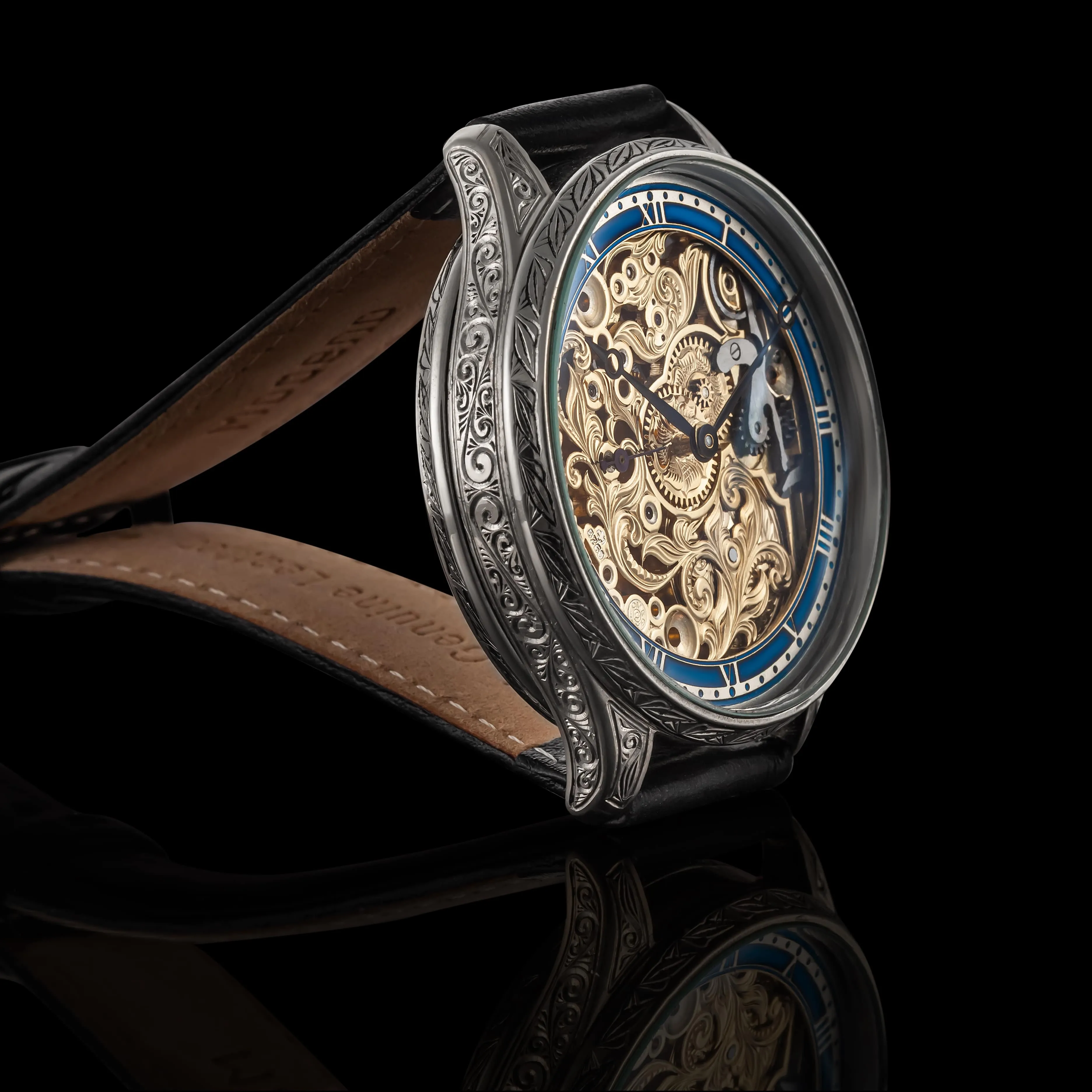 SKYFALL Men's Artisan Skeletonized Wristwatch 1909 Vintage Mechanical Movement