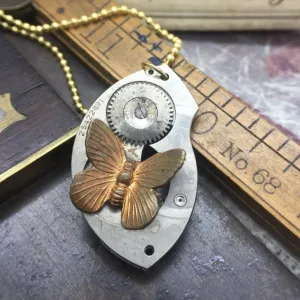Small Butterfly Necklace Vintage Watch Gear