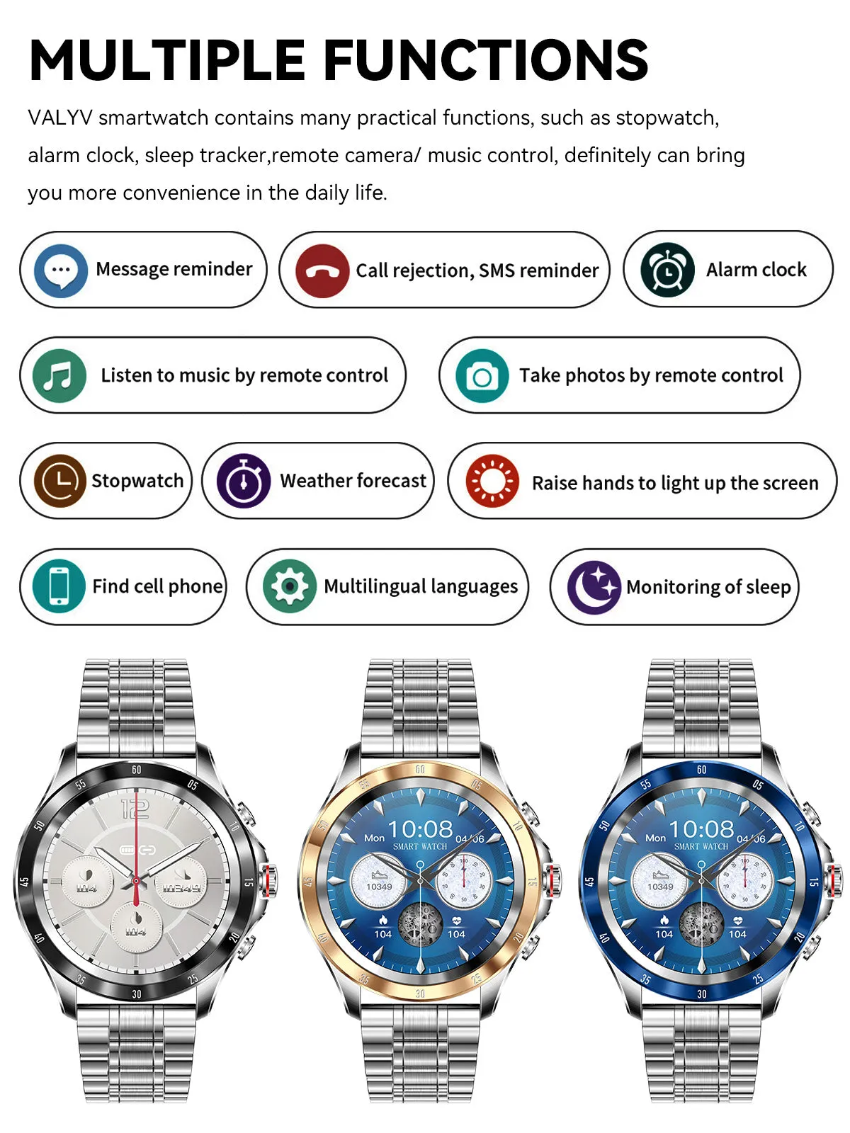 Smart Watch for Men with Bluetooth Calling 1.32” HD Touchscreen Fitness Trackers Watch with Heart Rate Detection Sleep Monitor for Android iOS