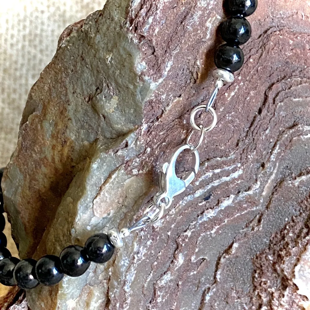 Sterling Silver Angel Bracelet, Celestite, Angelite, Seraphinite, & Shungite