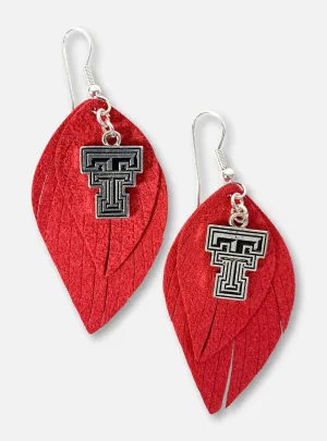 Texas Tech Red Raiders Boho Suede Feather Earrings