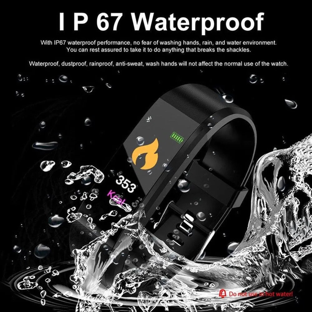 The 115 Plus Smart Watch with HR & BP Monitor, Call & MSG Notifications (similar to Fitbit Alta)