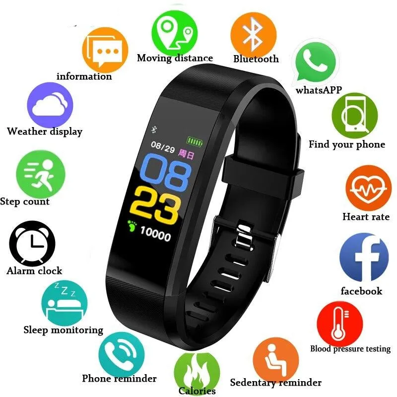 The 115 Plus Smart Watch with HR & BP Monitor, Call & MSG Notifications (similar to Fitbit Alta)