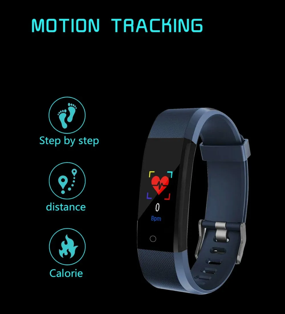 The 115 Plus Smart Watch with HR & BP Monitor, Call & MSG Notifications (similar to Fitbit Alta)