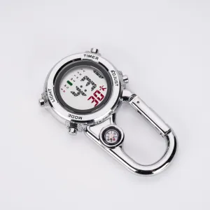 Unisex Digital Climbing Compass Clip-on Carabiner Backpack Pocket Watch