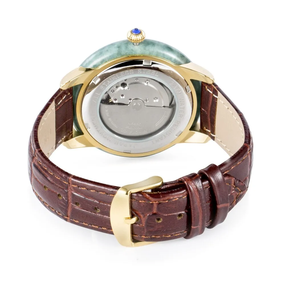 Unisex Pure Natural Jade Mechanical Automatic Self-Wind Waterproof Watch