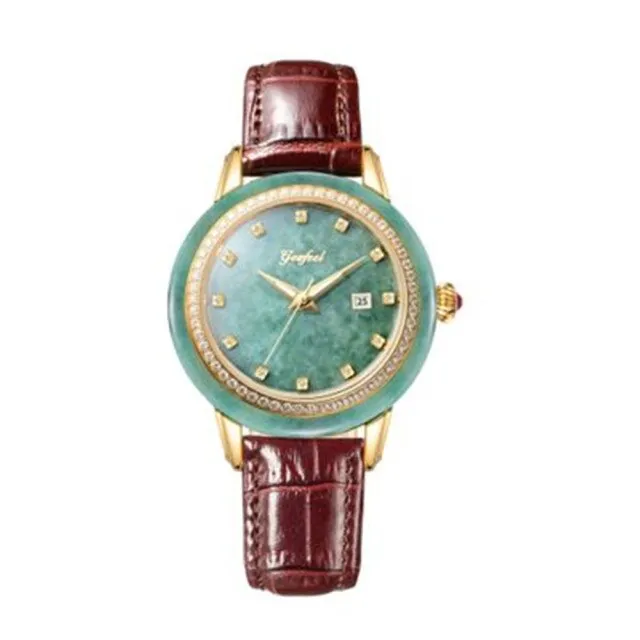 Unisex Pure Natural Jade Mechanical Automatic Self-Wind Waterproof Watch