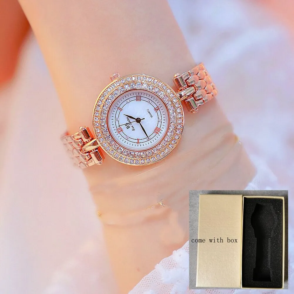 Women's Luxury Designer Golden Rose Silver Quartz Wristwatch