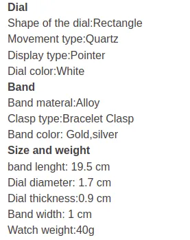 Women's Vintage Luxury Gold   Silver Rectangle Dial Carved Watches